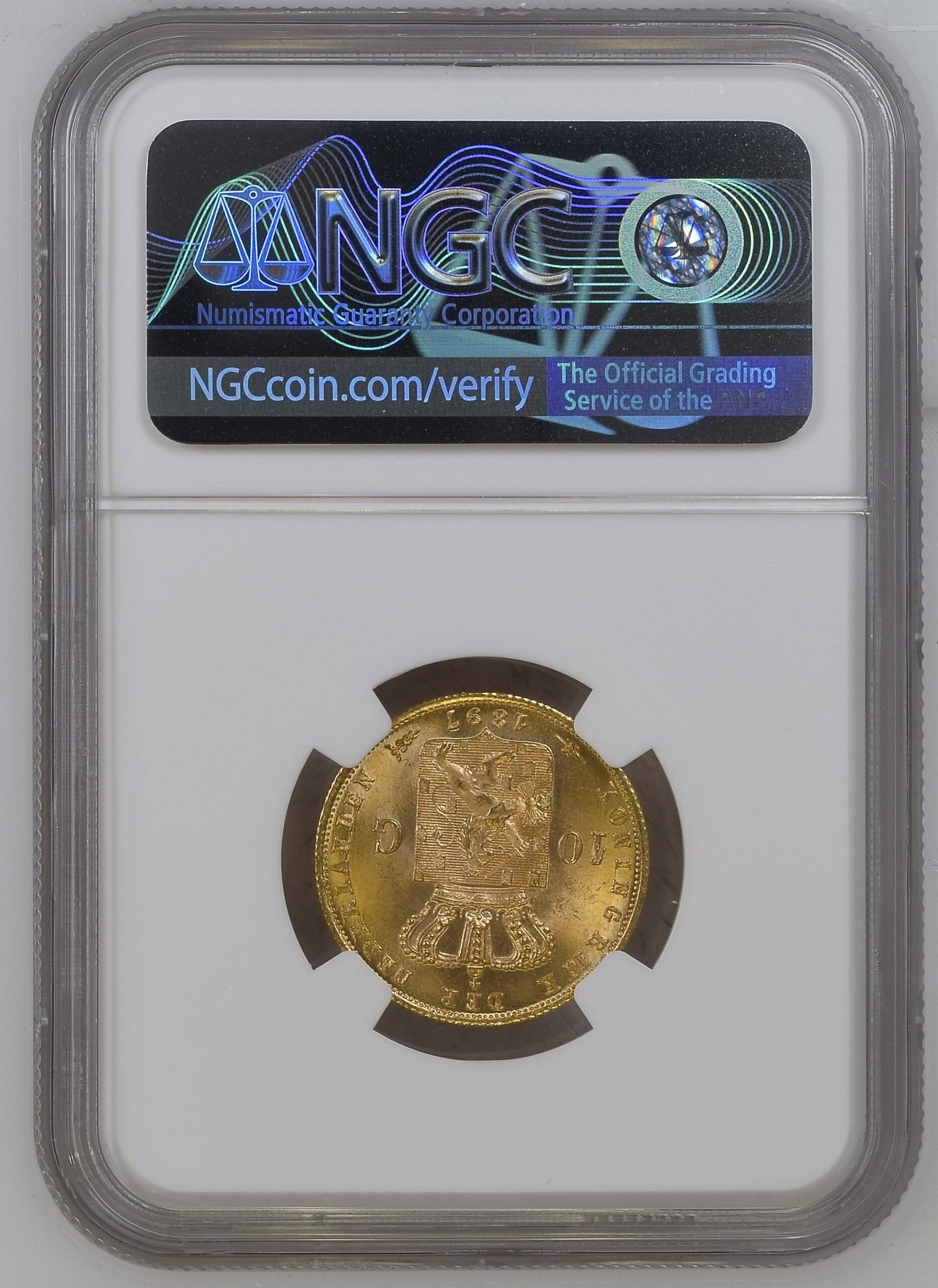10 gulden 1897 MS66 Dubbele 7 NGC 1 10 gulden 1897 MS66 Dubbele 7 NGC