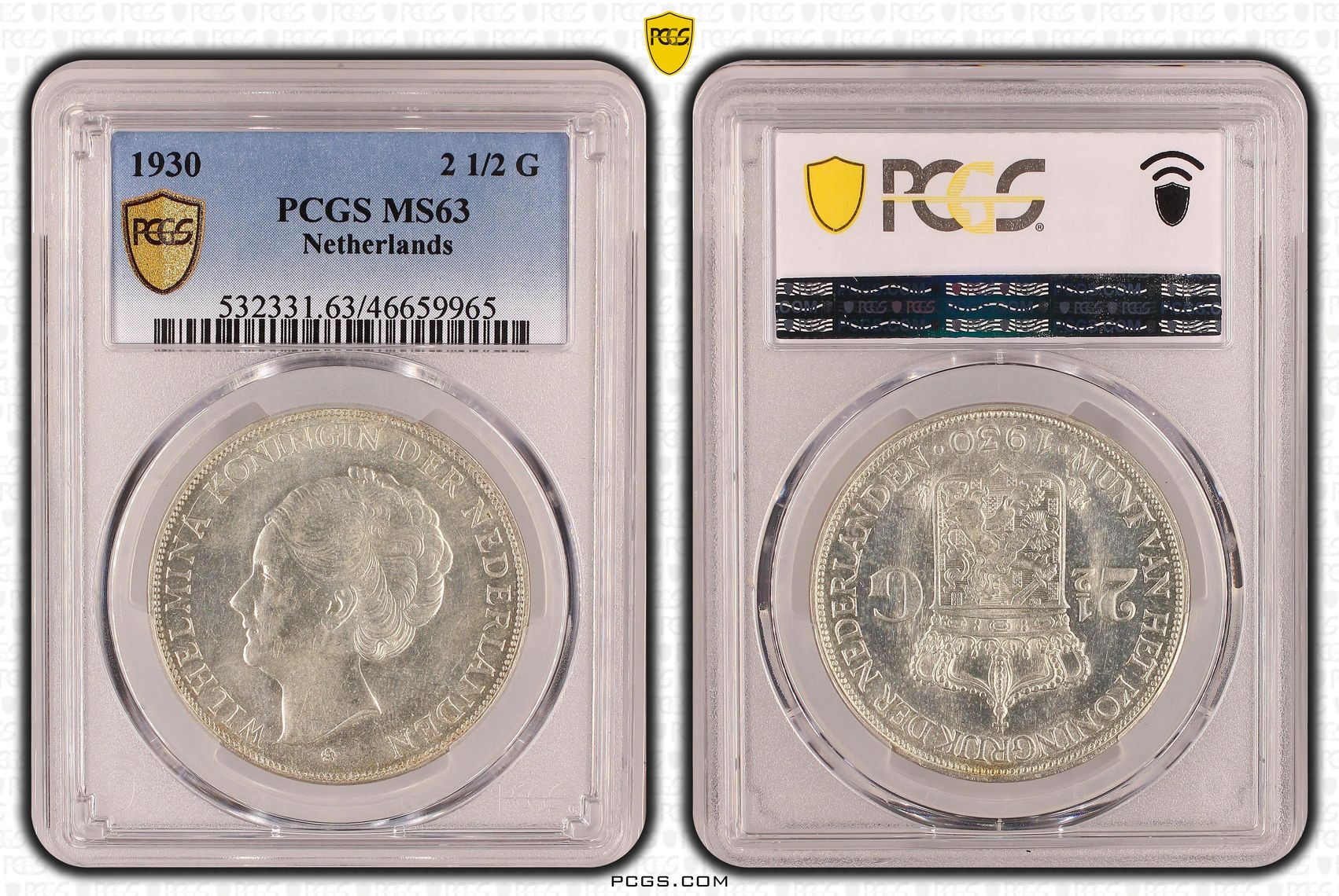 2.5 gulden 1930 MS63 PCGS 2 1/2 gulden 1930 MS63 PCGS