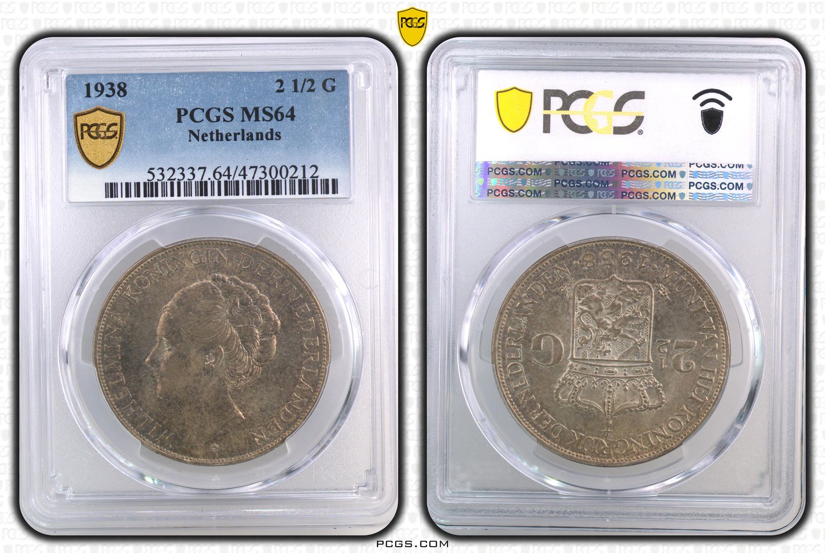 2.5 gulden 1938 MS64 PCGS 2 1/2 gulden 1938 MS64 PCGS