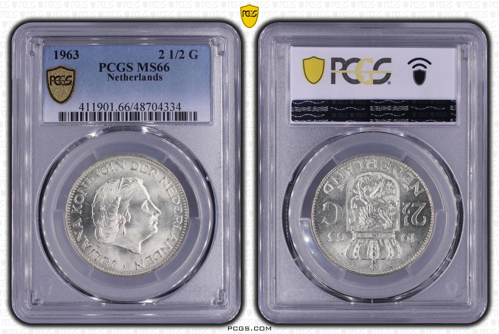 2.5 gulden 1963 MS66 PCGS Top pop 2 1/2 gulden 1963 MS66 PCGS Top pop