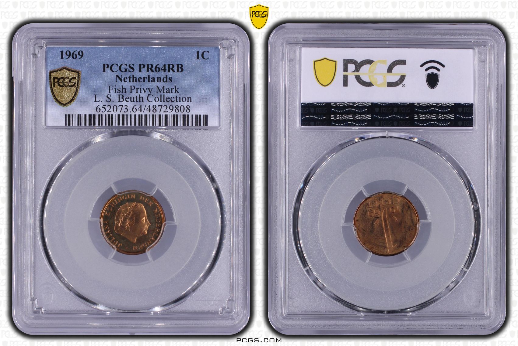 1 cent 1969 vis proof pr64 rb L.S. Beuth coll. PCGS slab 1 cent 1969 vis proof pr64 rb L.S. Beuth coll. PCGS