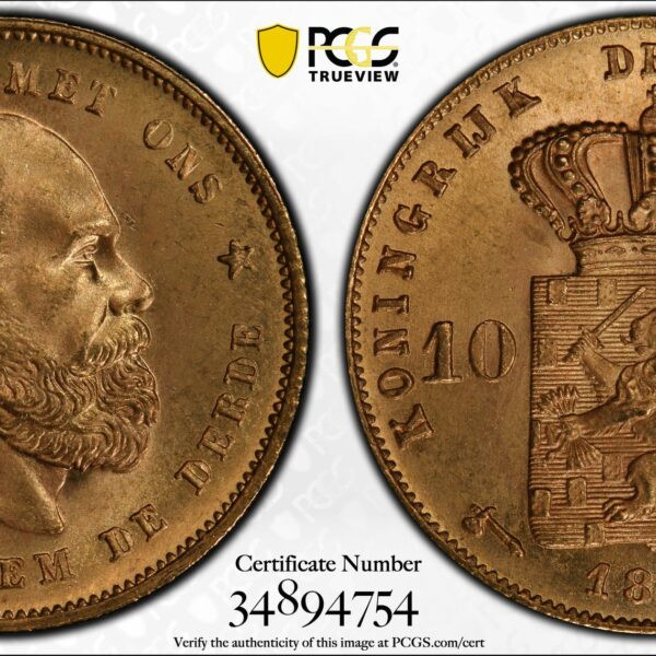 10 gulden 1879 ms66 PCGS gecertificeerd
