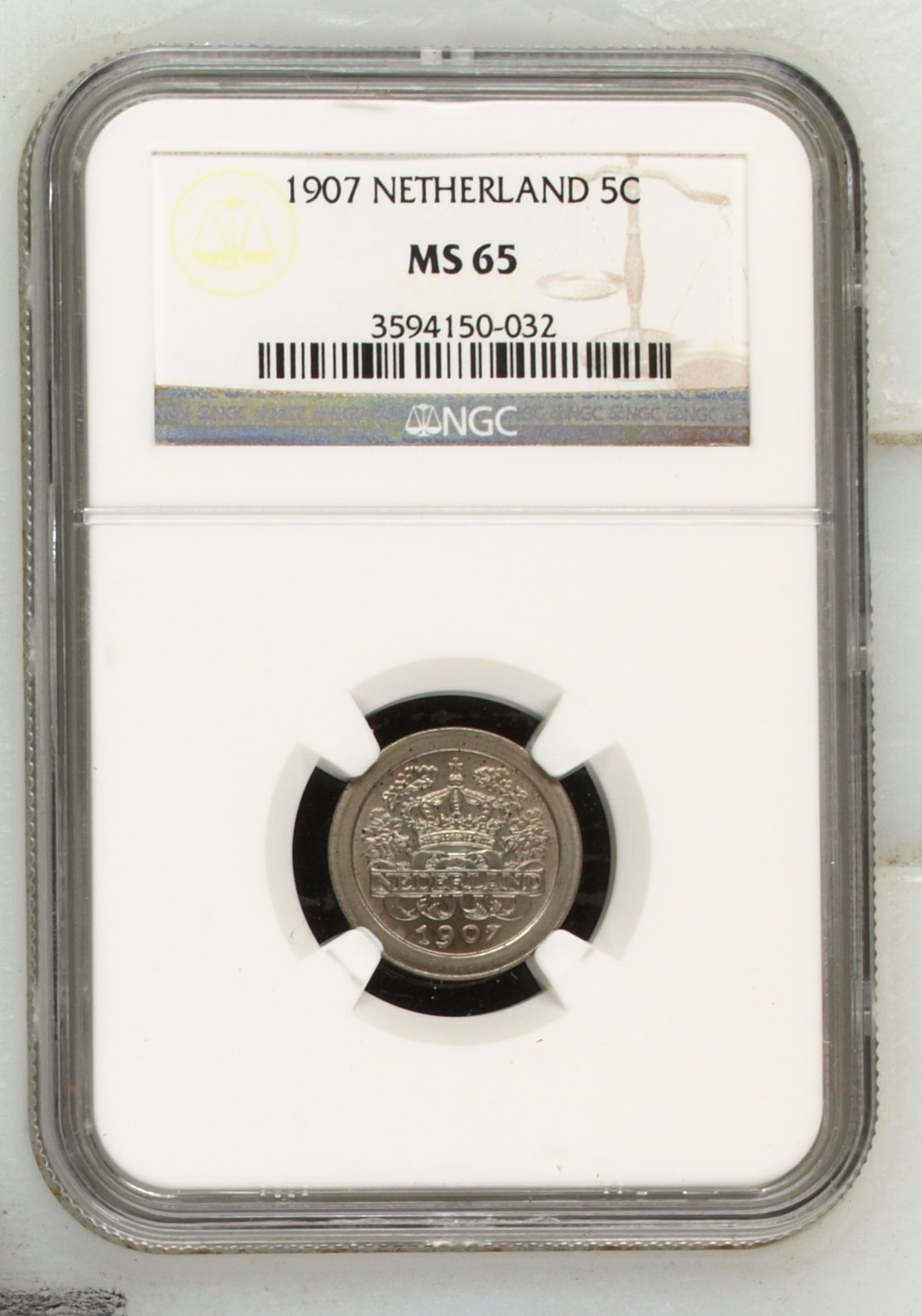 5 cent 1907 MS65 NGC Nachtkwartje 5 cent 1907 MS65 NGC Nachtkwartje