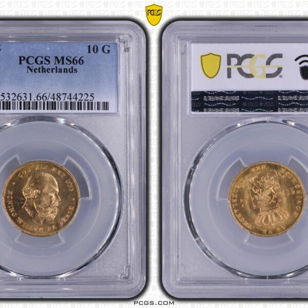 10 gulden 1875 over 1874 overslag slab