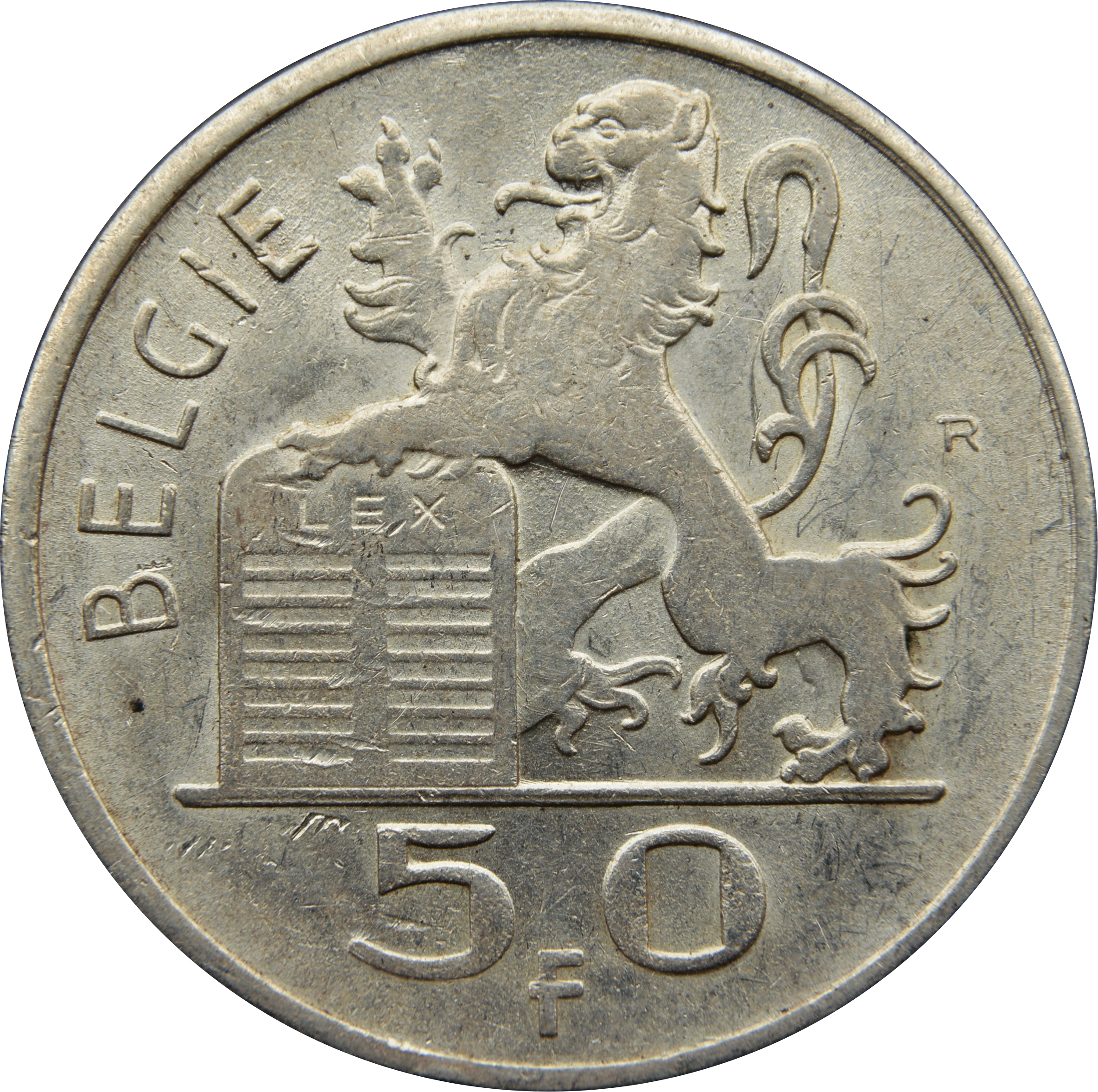 50 belgische franc -back zilveren 50 belgische franc