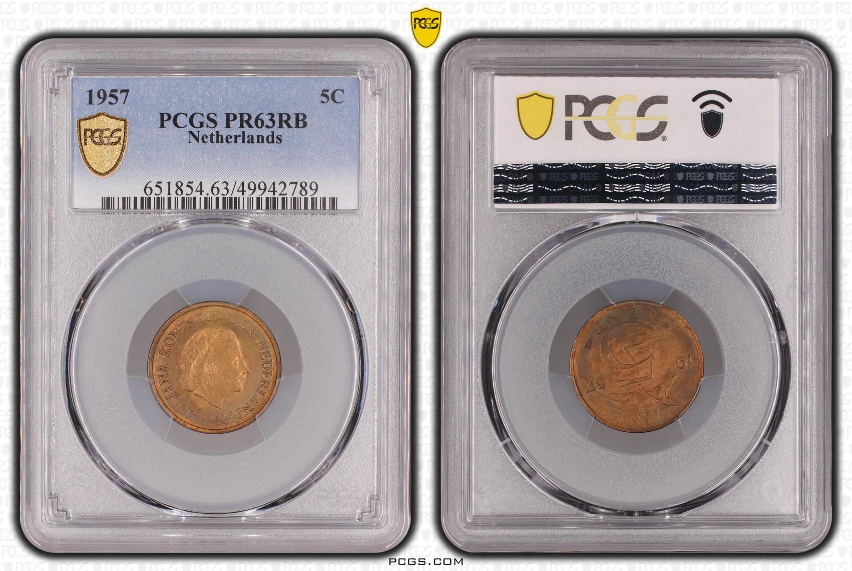 5 cent 1957 Proof PR63 RB 5 cent 1957 Proof PR63 RB
