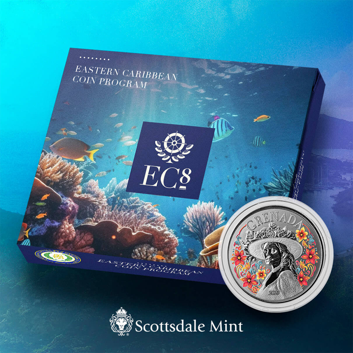 EC8 Grenada La Diablesse 1 oz 2023 coloured box 101munten La Diablesse