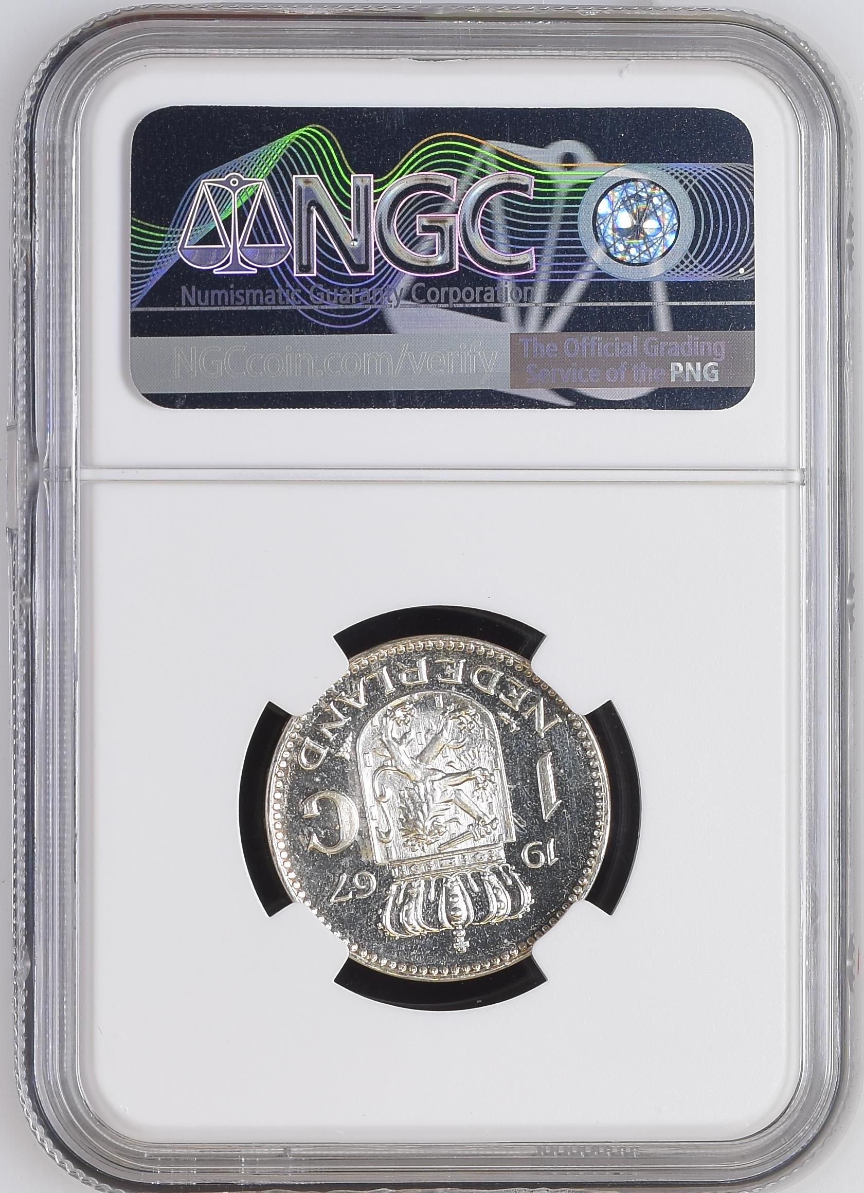 NGC3933476-001_REV Juliana zilveren 1 gulden 1967 proof PR67 CAM NGC