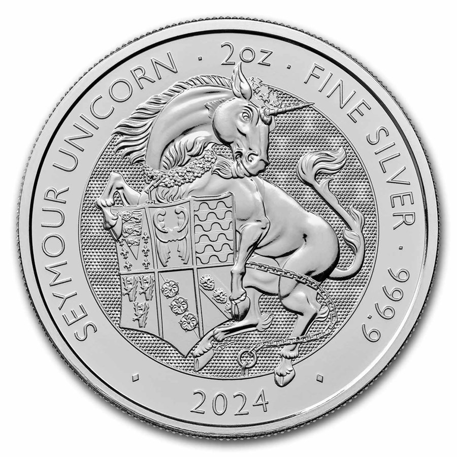 Tudor Beast 2 oz Seymour Unicorn 2024 front 101munten Seymour Unicorn 2 oz