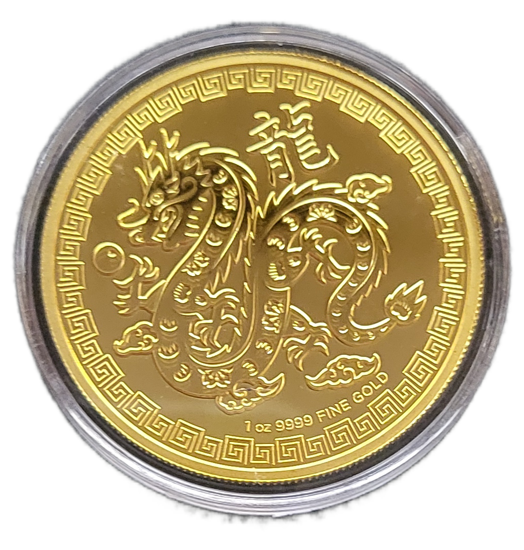 year of te dragon 1 oz goud Niue - front year of the dragon