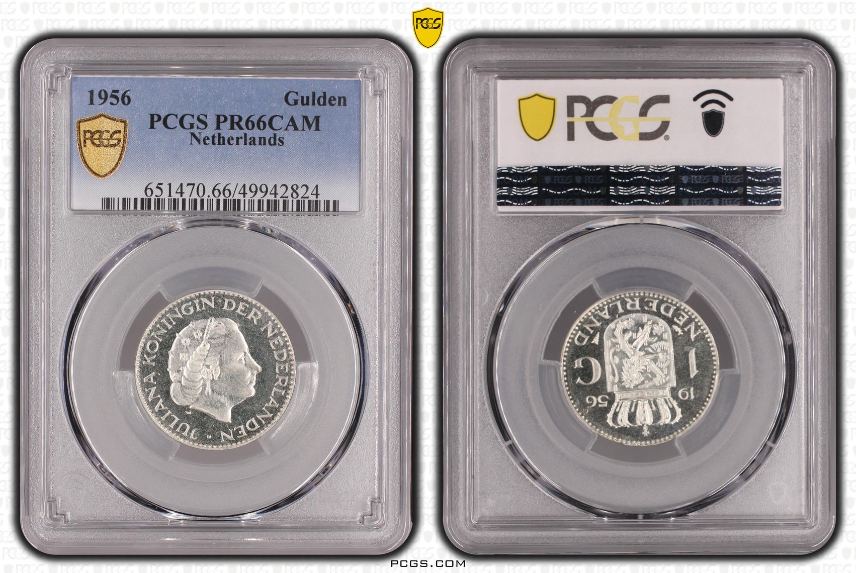 zilveren 1 gulden 1956 Proof Pr66 Cam PCGS zilveren 1 gulden 1956 Proof Pr66 Cam PCGS