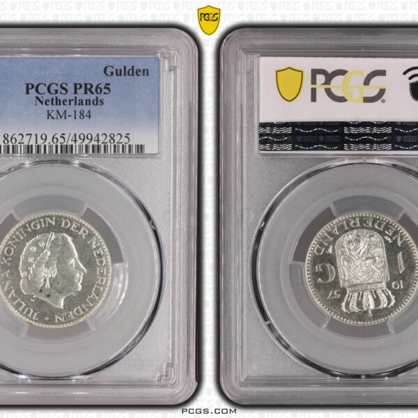 zilveren 1 gulden 1957 Proof Pr65 PCGS
