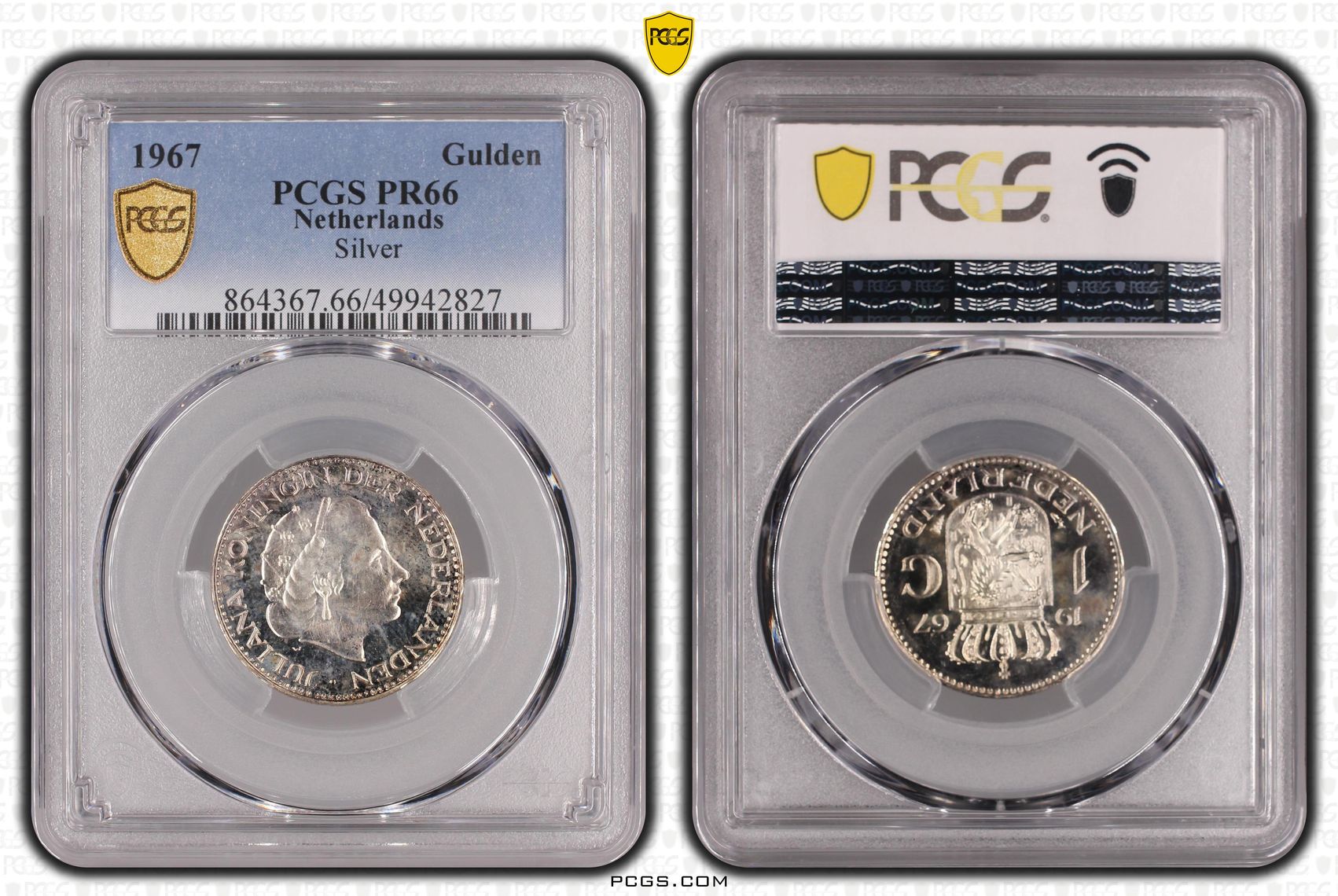 zilveren 1 gulden 1967 Proof Pr66 zilveren 1 gulden 1967 Proof Pr66 PCGS