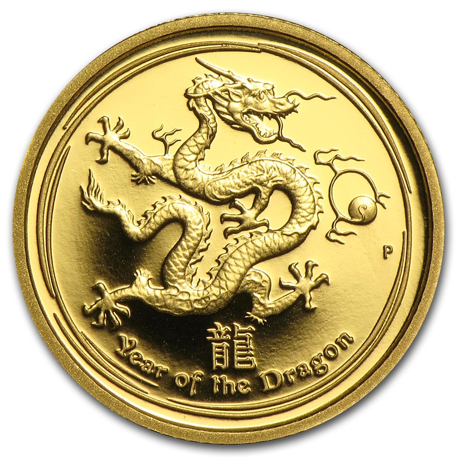year of the dragon L-II 1.10 oz goud proof -front