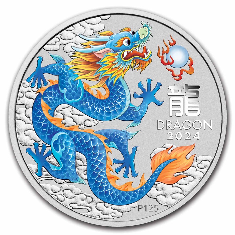 year of the dragon 1 oz blue -front year of the dragon