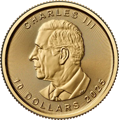1-4-oz-maple-leaf-gold-coin-2025.1 Gouden Canadian Maple Leaf 1/4 oz 2025 King Charles III