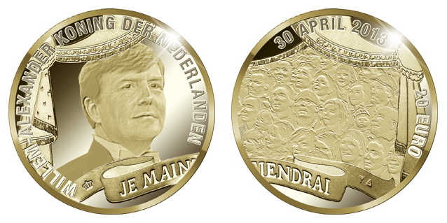 20 euro 2013 Koningsmunt detail Gouden 20 euro 2013 Koningsmunt