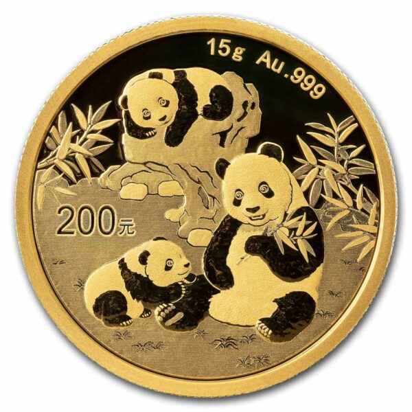 Gouden China Panda 15 gram 2025 met gewicht
