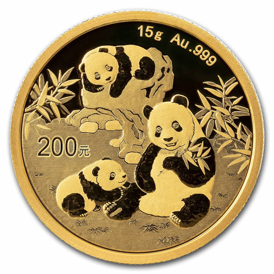 Gouden China Panda 15 gram 2025 met gewicht Gouden China Panda 15 gram 2025 met gewicht