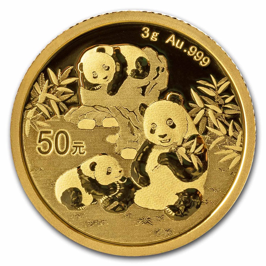 Gouden China Panda 3 gram 2025 met gewicht Gouden China Panda 3 gram 2025 met gewicht