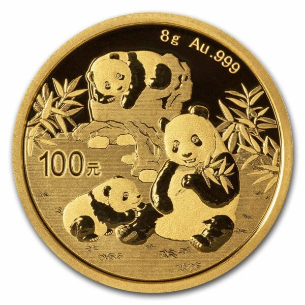 Gouden China Panda 8 gram 2025 met gewicht