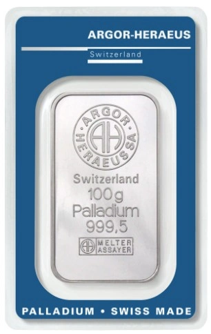 100g palladium baar argor heraeus