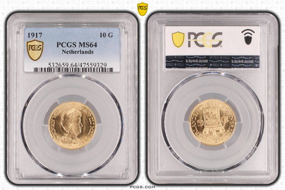 Gouden 10 gulden serie 1911-1933 9 slabs-1917