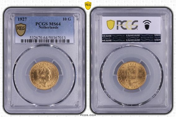 Gouden 10 gulden serie 1911-1933 9 slabs-1927