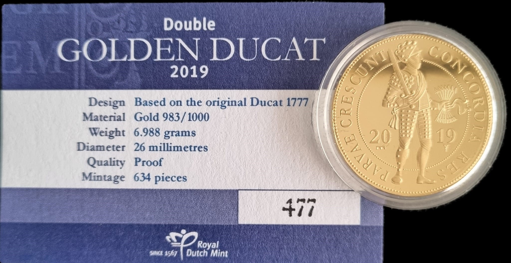 Gouden dubbele dukaat 2019 cert 101munten Dubbele Gouden Dukaat 2019
