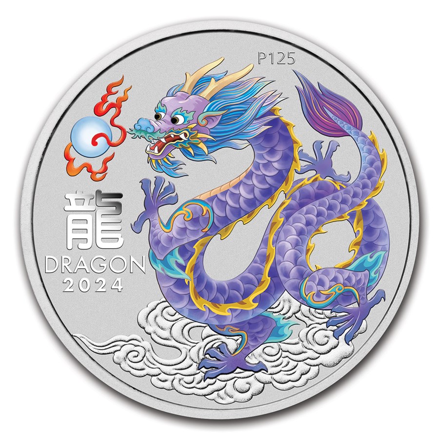 Lunar III - Year of the Dragon 1 oz Lilac Coin front 101munten lilac