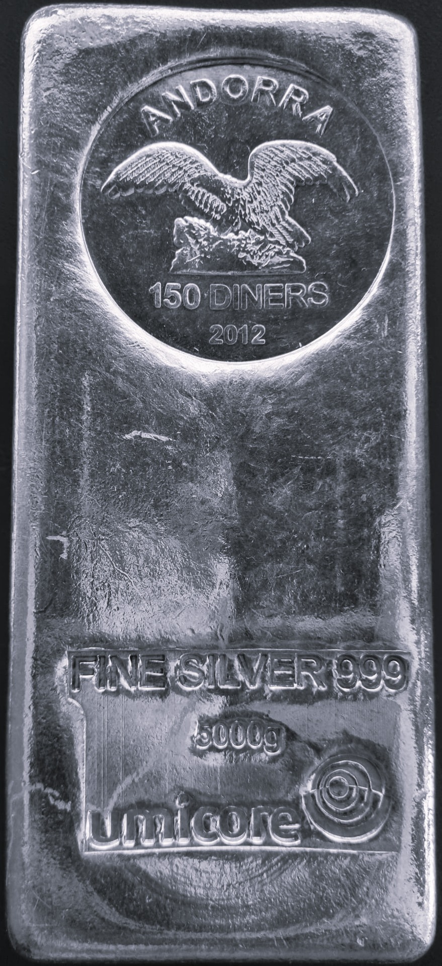 Umicore Andorra Eagle 2012 muntbaar 5kg front 101munten Umicore Andorra Eagle