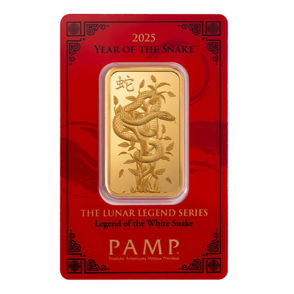 1 oz goudbaar White snake Pamp Suisse