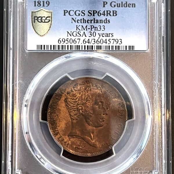 1 Gulden 1819 Brons SP64 RB PCGS