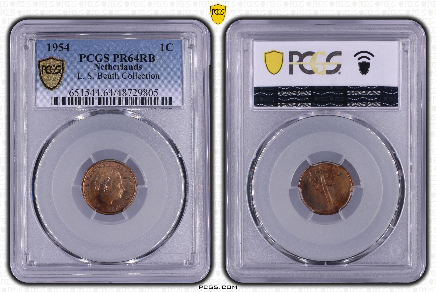 1 cent 1954 Proof Proofset 1954 Juliana PCGS ex- L.S. Beuth collection