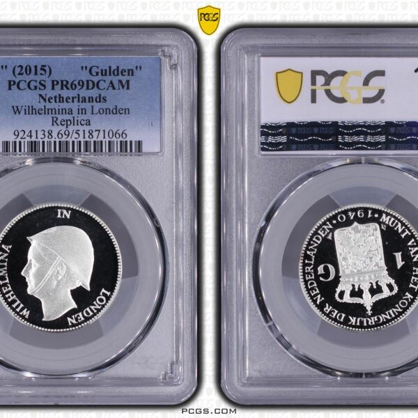 1 gulden 1940 Wilhelmina in Londen Restrike PR69DCAM