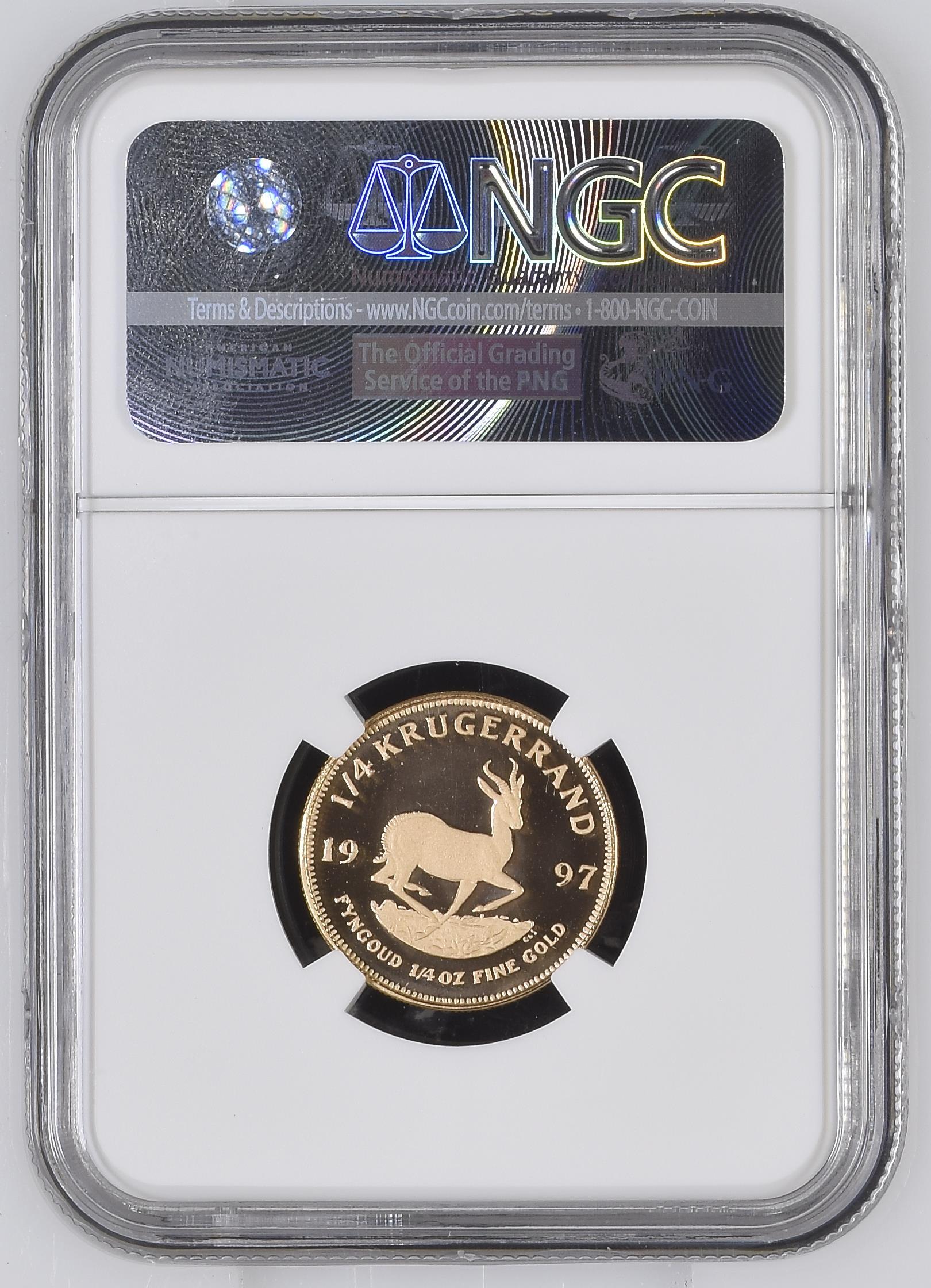 1.4 krugerrand 1997 PF70 UCAM.1 1/4 krugerrand 1997 PF70 UCAM