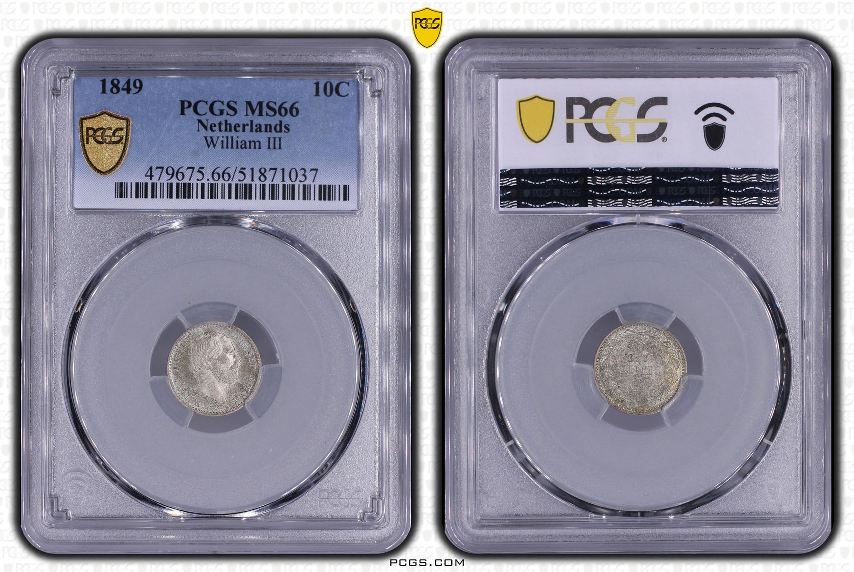 10 cent 1849 MS66 PCGS Willem III 10 cent 1849 MS66 PCGS Willem III