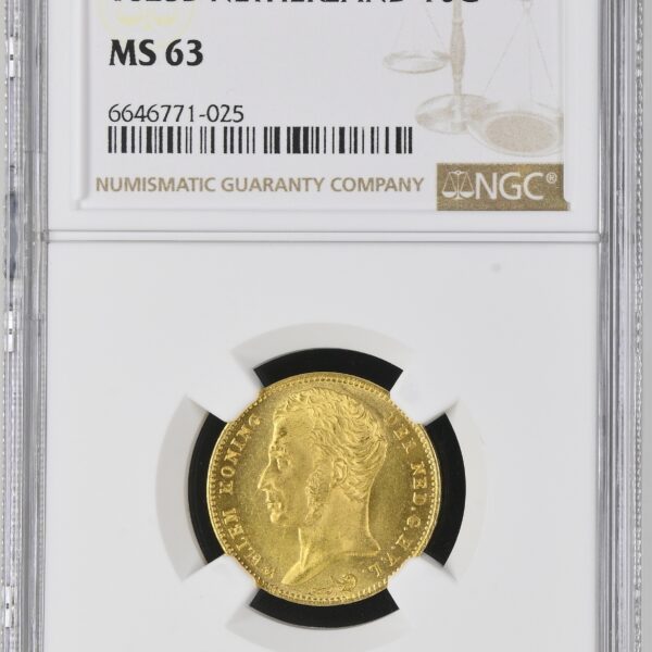 10 gulden 1825 Brussel MS63 NGC