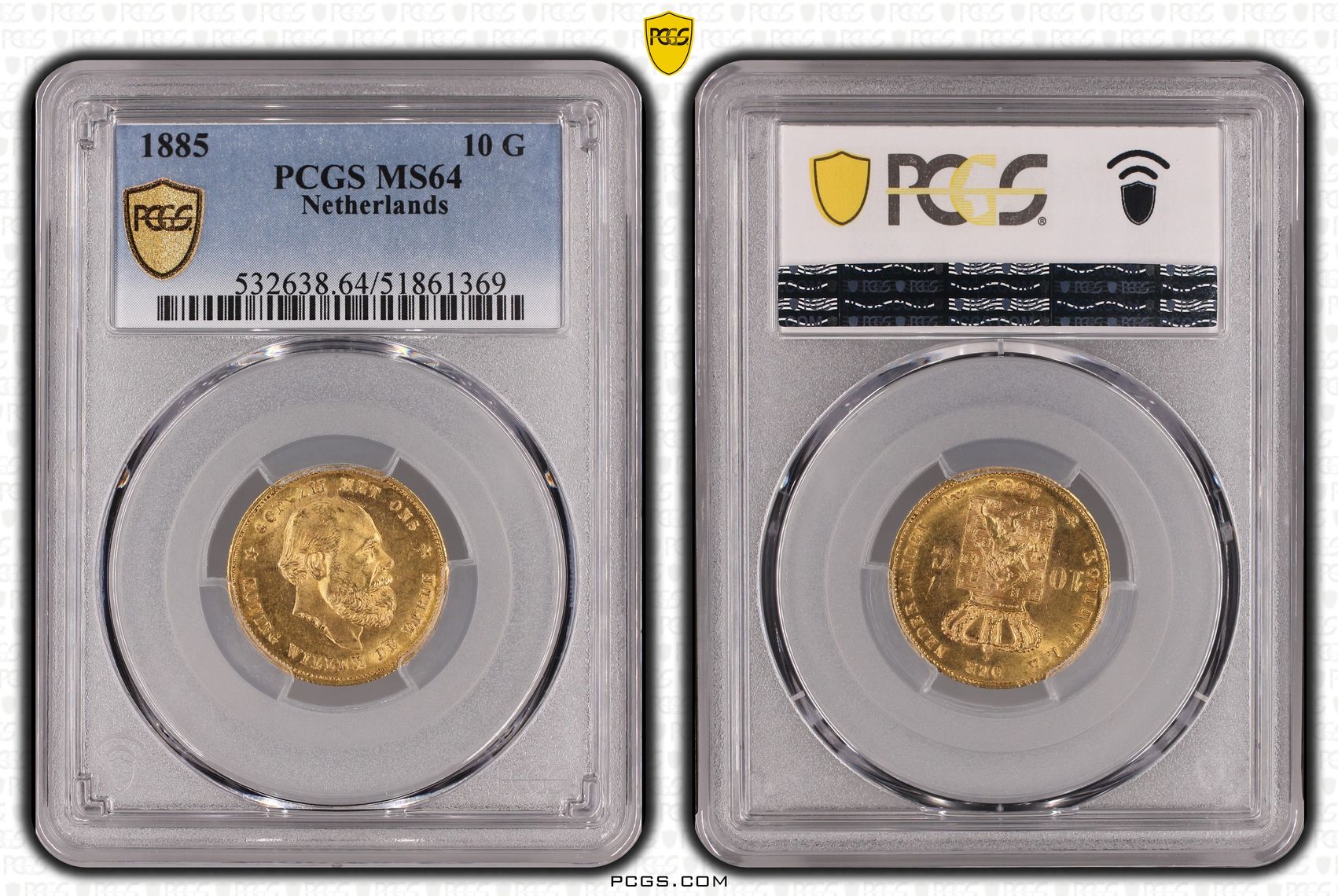 10 gulden 1885 MS64 PCGS 10 gulden 1885 MS64 PCGS