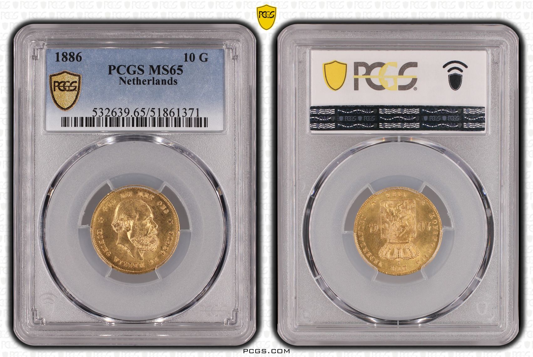 10 gulden 1886 MS65 PCGS 10 gulden 1886 MS65 PCGS
