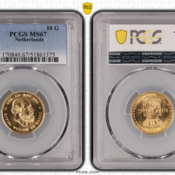 10 gulden 1889 MS67 PCGS