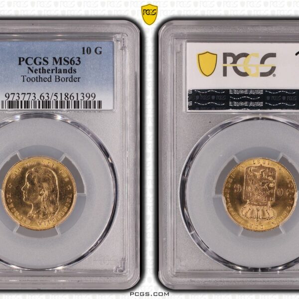 10 gulden 1897 ms63 parels vast
