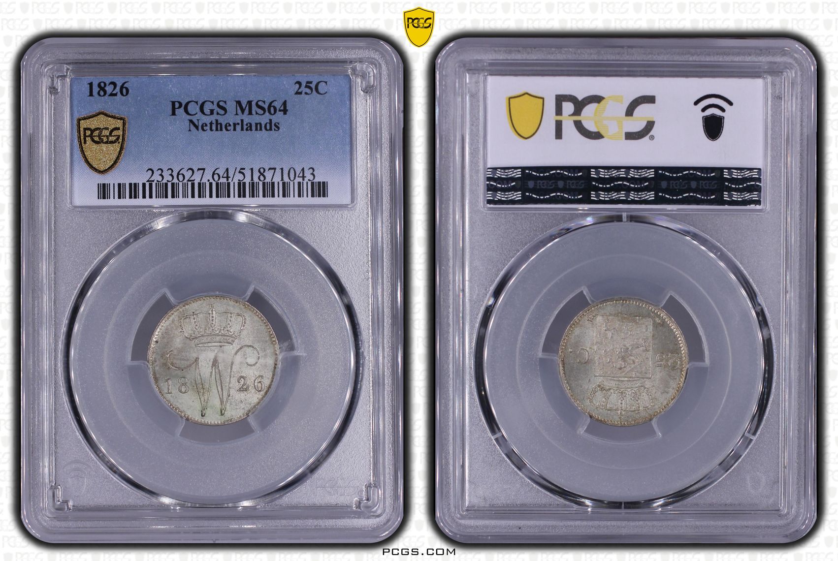 25 cent 1826 Utrecht MS64 PCGS 25 cent 1826 Utrecht MS64 PCGS