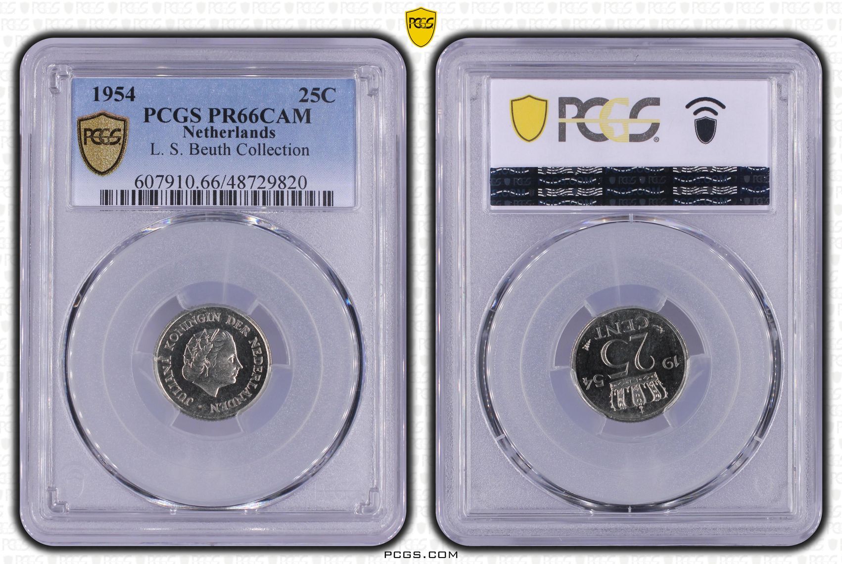 25 cent 1954 Proof Proofset 1954 Juliana PCGS ex- L.S. Beuth collection