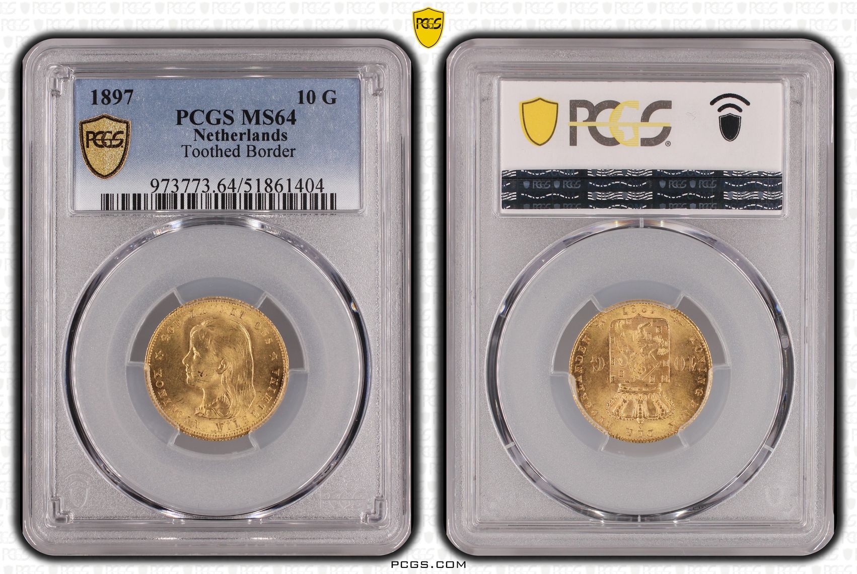 51861404 10 gulden 1897 MS64 vaste parels