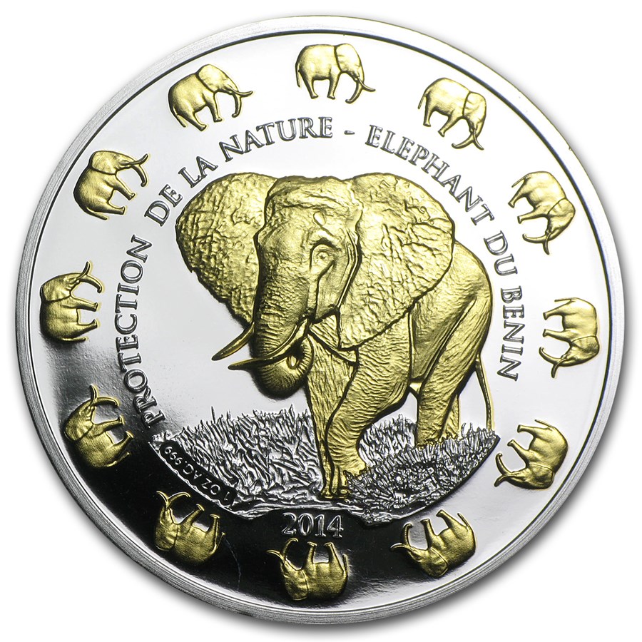 Benin 1 oz Olifant 2014 Verguld Benin Olifant 1 oz 2014 Verguld