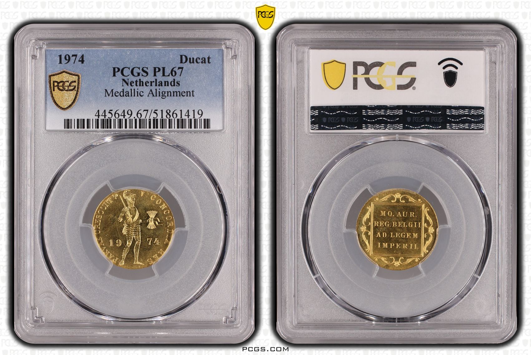 Dukaat 1974 Medaille slag PL67 PCGS Dukaat 1974 Medaille slag PL67 PCGS