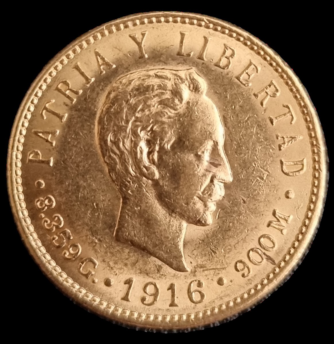 Gouden 5 Pesos Cuba 1916 back 101munten