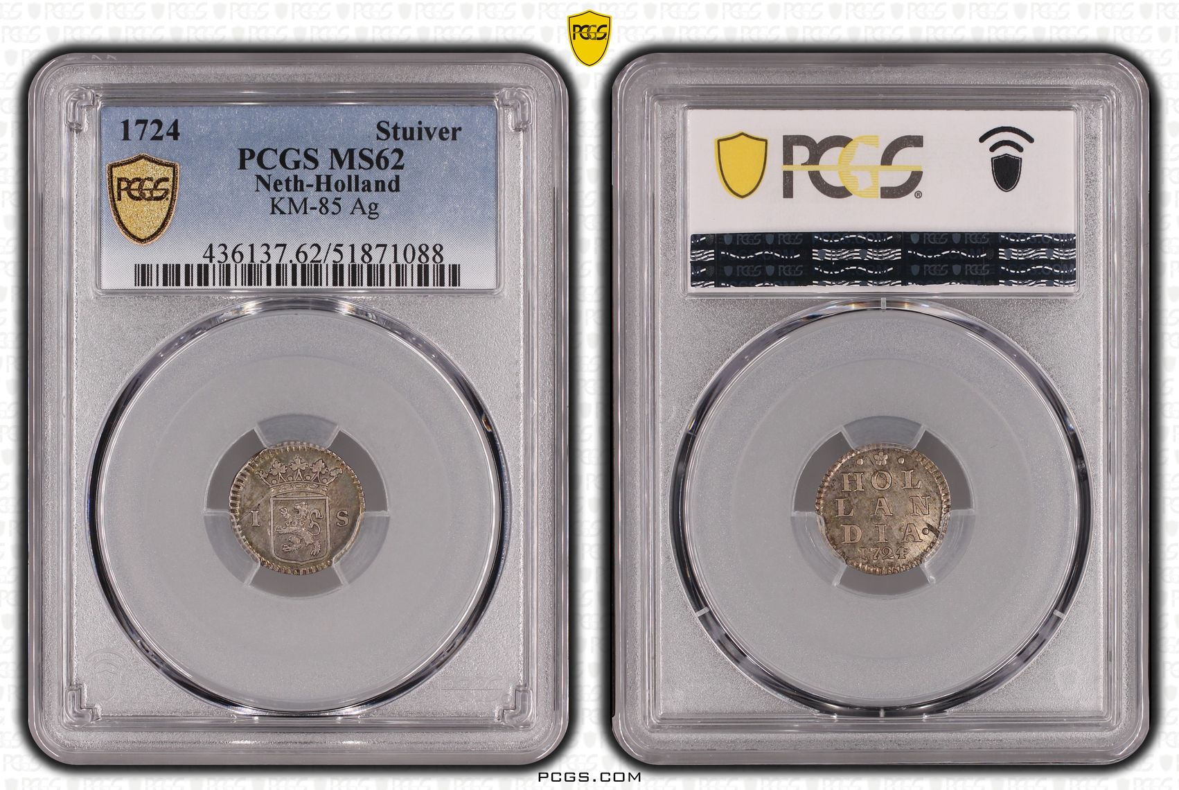 Holland Wapenstuiver 1724 MS62 Top Pop PCGS Holland Wapenstuiver 1724 MS62 Top Pop PCGS