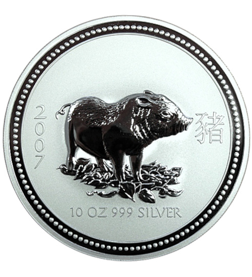 Lunar Pig 10 oz 2007 zilver